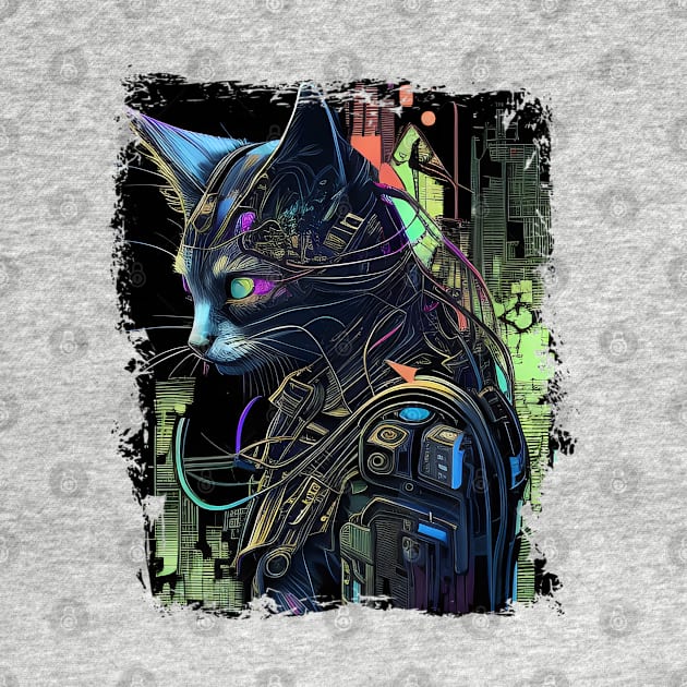 Cyberpunk Cat Thou Shalt Not try Me by Wesley Mcanderson Jones